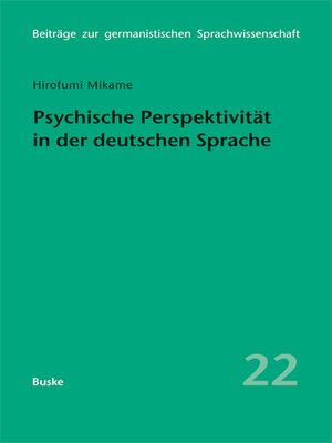 cover image of Psychische Perspektivität in der deutschen Sprache: Eine kognitiv-linguistische Untersuchung